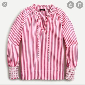 New jcrew striped smocked shirt